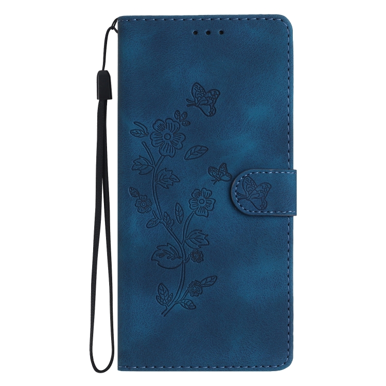 For Samsung Galaxy S25 Ultra 5G Flower Butterfly Embossing Pattern Leather Phone Case(Blue) For Samsung Galaxy S25 Ultra 5G Flower Butterfly Embossing Pattern Leather Phone Case(Blue)