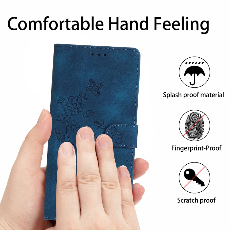 For Samsung Galaxy S25 Ultra 5G Flower Butterfly Embossing Pattern Leather Phone Case(Blue) For Samsung Galaxy S25 Ultra 5G Flower Butterfly Embossing Pattern Leather Phone Case(Blue)