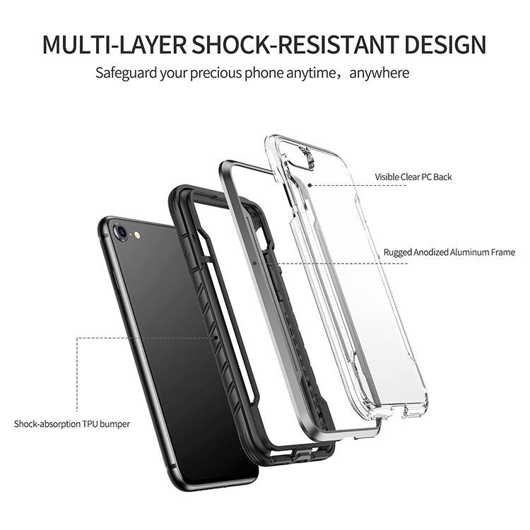 For iPhone SE 2022 / SE 2020 / 8 / 7 Blade Metal Clear PC + TPU Shocproof Protective Case(Red) For iPhone SE 2022 / SE 2020 / 8 / 7 Blade Metal Clear PC + TPU Shocproof Protective Case(Red)