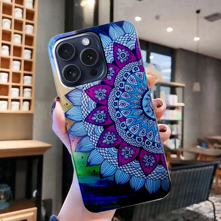 For iPhone 16 Pro Max Colored Drawing Pattern TPU Phone Case(Half-flower) For iPhone 16 Pro Max Colored Drawing Pattern TPU Phone Case(Half-flower)