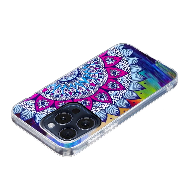 For iPhone 16 Pro Max Colored Drawing Pattern TPU Phone Case(Half-flower) For iPhone 16 Pro Max Colored Drawing Pattern TPU Phone Case(Half-flower)