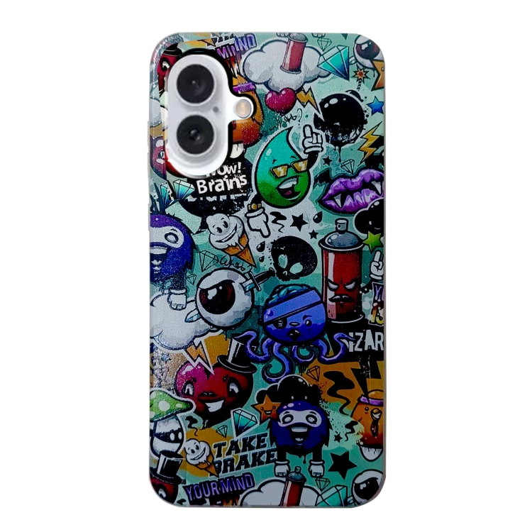 For iPhone 16 Plus Colored Drawing Pattern TPU Phone Case(Graffiti)