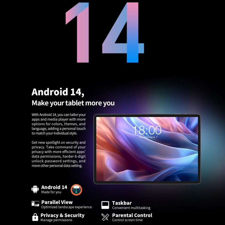 Teclast T65 Max タブレット PC 13 インチ、8GB+256GB、Android
