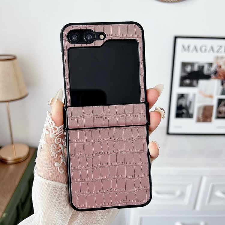 For Samsung Galaxy Z Flip6 5G Crocodile Pattern PC Foldable Phone Case with Hinge(Pink Purple) For Samsung Galaxy Z Flip6 5G Crocodile Pattern PC Foldable Phone Case with Hinge(Pink Purple)