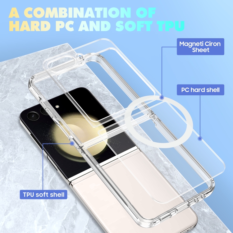 For Samsung Galaxy Z Flip6 5G MagSafe Transparent Shockproof PC Folding Phone Case For Samsung Galaxy Z Flip6 5G MagSafe Transparent Shockproof PC Folding Phone Case