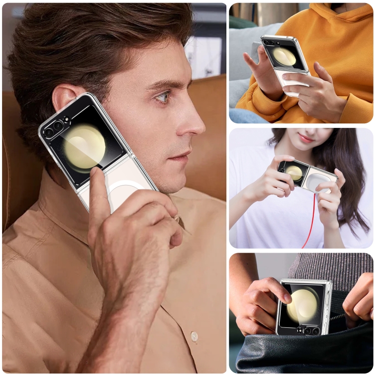 For Samsung Galaxy Z Flip6 5G MagSafe Transparent Shockproof PC Folding Phone Case For Samsung Galaxy Z Flip6 5G MagSafe Transparent Shockproof PC Folding Phone Case