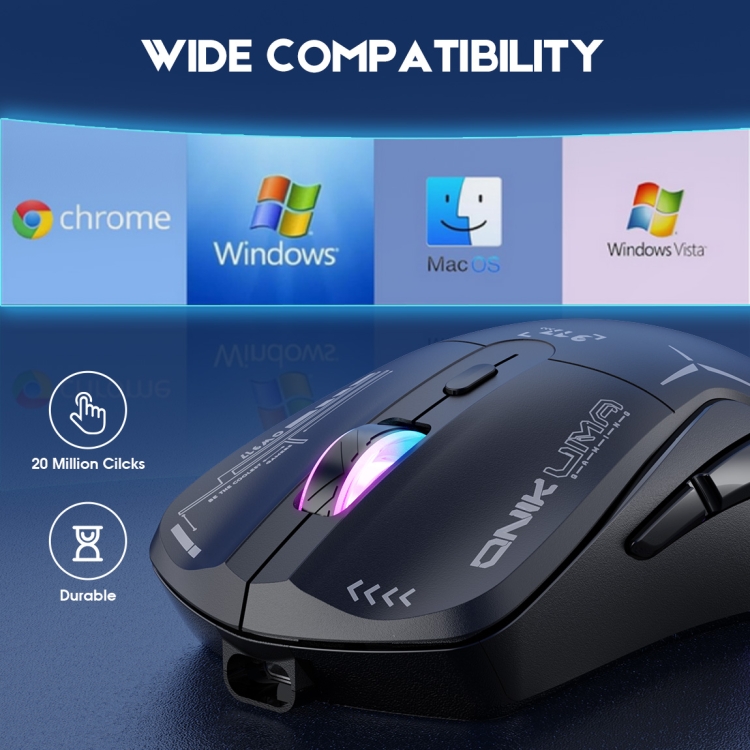 ONIKUMA CW917 RGB 4800DPI Dual Mode Wired + 2.4GHz Wireless Mouse(Black) - 7