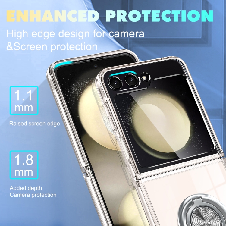 For Samsung Galaxy Z Flip5 5G MagSafe Transparent PC Folding Phone Case with Ring Holder For Samsung Galaxy Z Flip5 5G MagSafe Transparent PC Folding Phone Case with Ring Holder