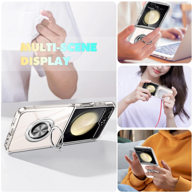 For Samsung Galaxy Z Flip5 5G MagSafe Transparent PC Folding Phone Case with Ring Holder For Samsung Galaxy Z Flip5 5G MagSafe Transparent PC Folding Phone Case with Ring Holder