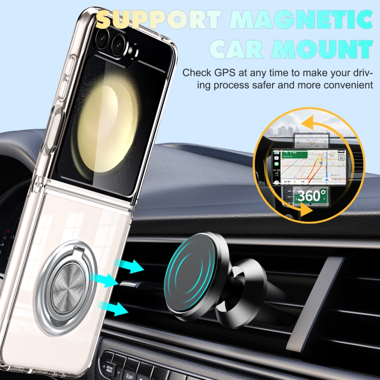 For Samsung Galaxy Z Flip5 5G MagSafe Transparent PC Folding Phone Case with Ring Holder For Samsung Galaxy Z Flip5 5G MagSafe Transparent PC Folding Phone Case with Ring Holder