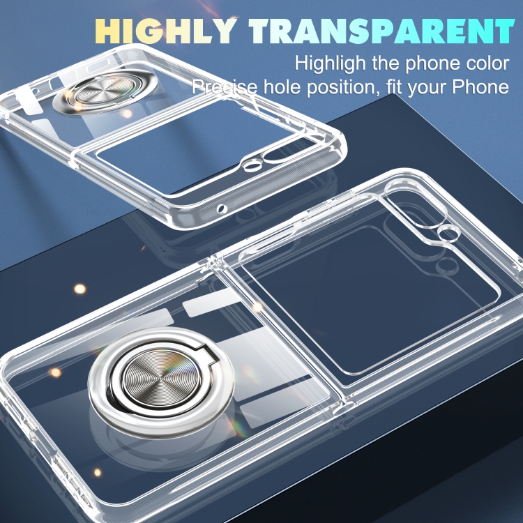 For Samsung Galaxy Z Flip5 5G MagSafe Transparent PC Folding Phone Case with Ring Holder For Samsung Galaxy Z Flip5 5G MagSafe Transparent PC Folding Phone Case with Ring Holder