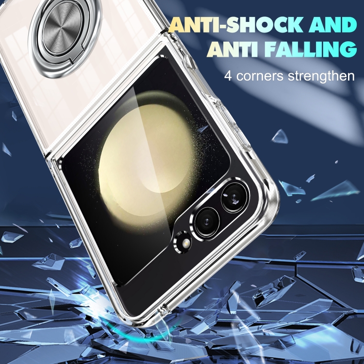 For Samsung Galaxy Z Flip5 5G MagSafe Transparent PC Folding Phone Case with Ring Holder For Samsung Galaxy Z Flip5 5G MagSafe Transparent PC Folding Phone Case with Ring Holder