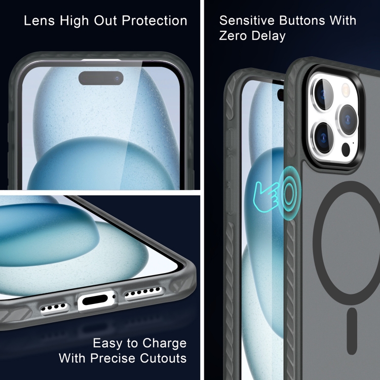 For iPhone 14 Plus Skin Feel Airbag Shockproof MagSafe Phone Case(Black)