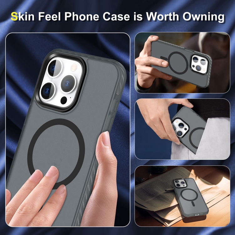 For iPhone 14 Plus Skin Feel Airbag Shockproof MagSafe Phone Case(Black)