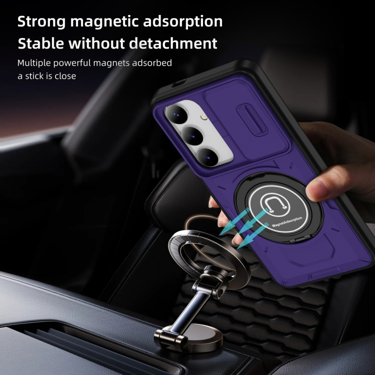 For Samsung Galaxy S23+ 5G Sliding Camshield TPU Hybrid PC Magnetic Holder Phone Case(Purple) For Samsung Galaxy S23+ 5G Sliding Camshield TPU Hybrid PC Magnetic Holder Phone Case(Purple)
