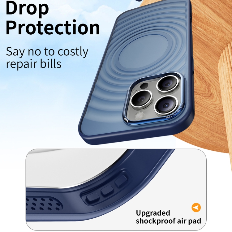 For iPhone 15 Acrylic Skin Feel Corrugated Phone Case(Blue) For iPhone 15 Acrylic Skin Feel Corrugated Phone Case(Blue)