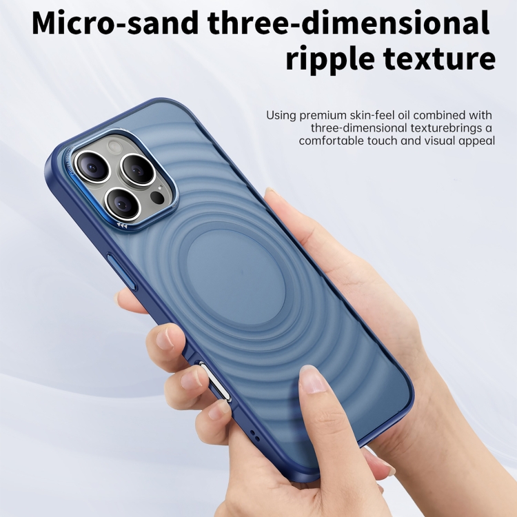For iPhone 15 Acrylic Skin Feel Corrugated Phone Case(Blue) For iPhone 15 Acrylic Skin Feel Corrugated Phone Case(Blue)