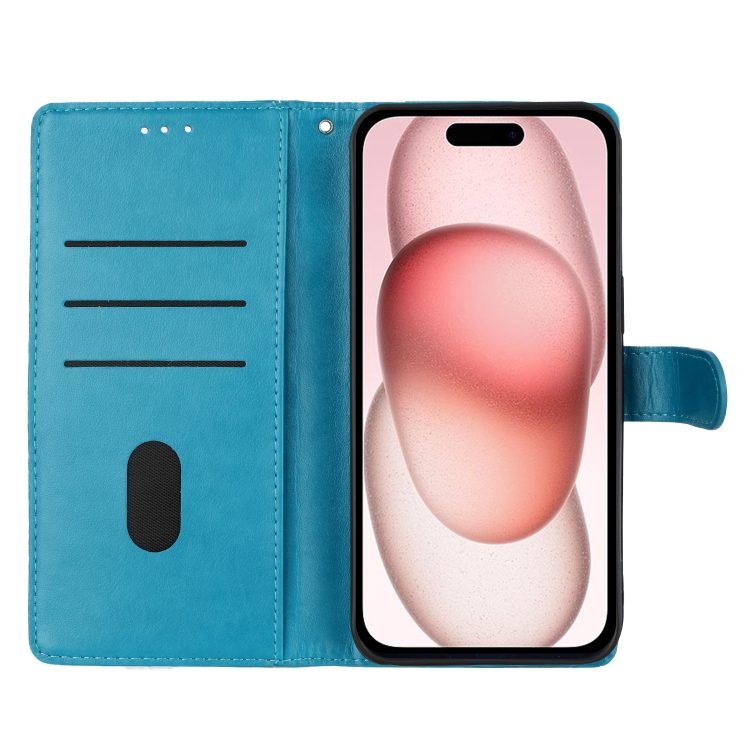 For iPhone 13 mini Butterflies and Flowers Leather Phone Case(Blue) For iPhone 13 mini Butterflies and Flowers Leather Phone Case(Blue)