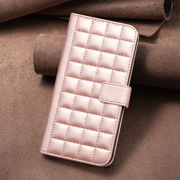 For iPhone 15 Plus / 14 Plus Square Texture Leather Phone Case(Rose Gold) For iPhone 15 Plus / 14 Plus Square Texture Leather Phone Case(Rose Gold)