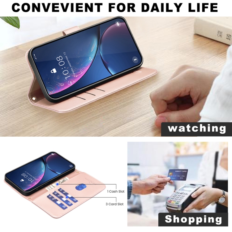 For iPhone 15 Plus / 14 Plus Square Texture Leather Phone Case(Rose Gold) For iPhone 15 Plus / 14 Plus Square Texture Leather Phone Case(Rose Gold)