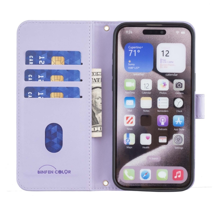 For iPhone 16 Pro Square Texture Leather Phone Case(Purple) For iPhone 16 Pro Square Texture Leather Phone Case(Purple)