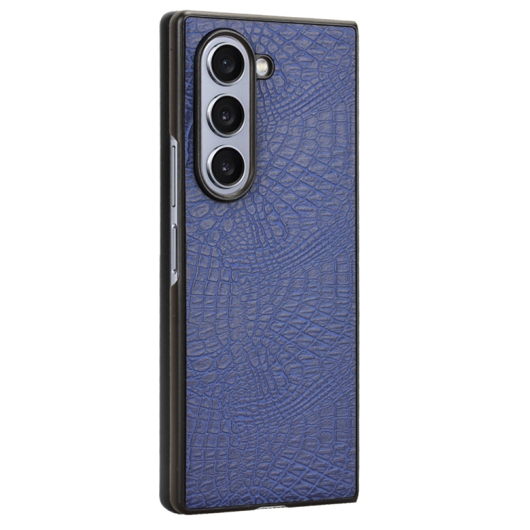 For Samsung Galaxy Z Fold6 Crocodile Texture Back Cover Phone Case(Blue) For Samsung Galaxy Z Fold6 Crocodile Texture Back Cover Phone Case(Blue)