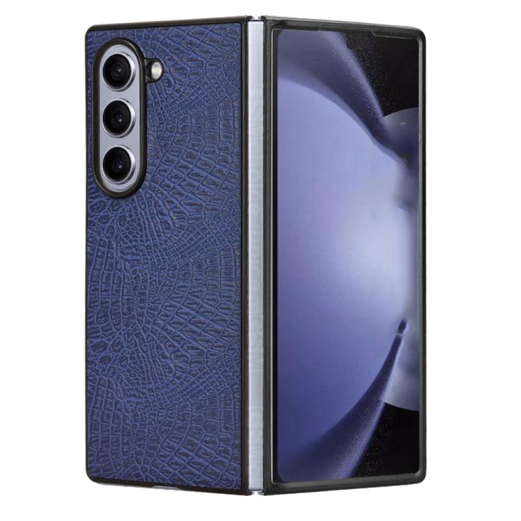 For Samsung Galaxy Z Fold6 Crocodile Texture Back Cover Phone Case(Blue) For Samsung Galaxy Z Fold6 Crocodile Texture Back Cover Phone Case(Blue)