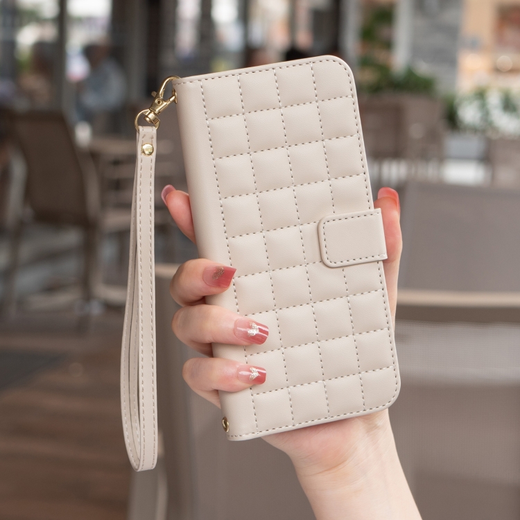 For Samsung Galaxy S22 5G Square Texture Leather Phone Case(Beige) For Samsung Galaxy S22 5G Square Texture Leather Phone Case(Beige)