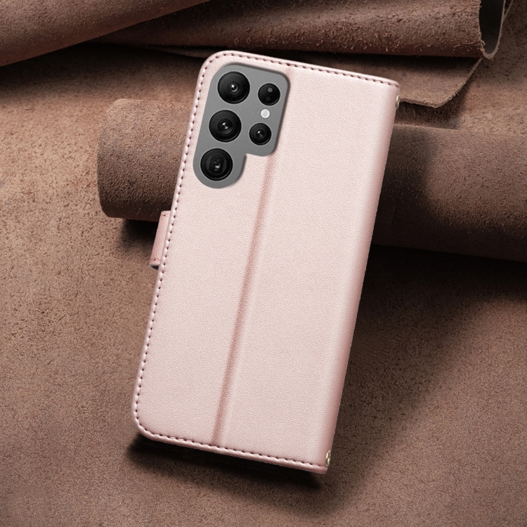 For Samsung Galaxy S24 Ultra 5G Square Texture Leather Phone Case(Rose Gold) For Samsung Galaxy S24 Ultra 5G Square Texture Leather Phone Case(Rose Gold)