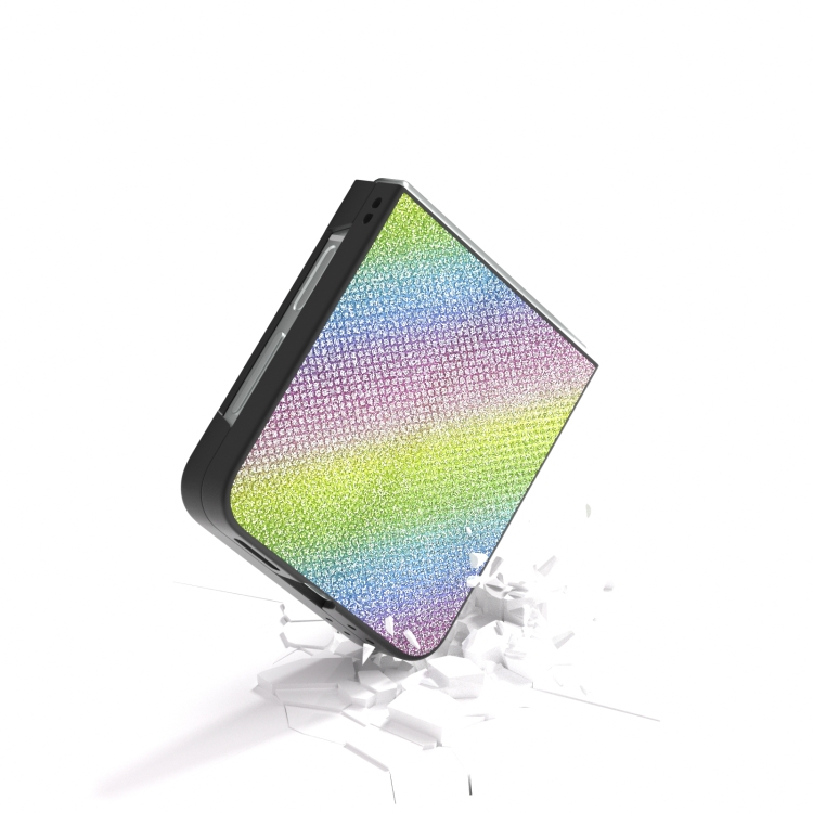For Samsung Galaxy Z Flip6 Diamond Series Black Frame Full Coverage Phone Case(Rainbow)