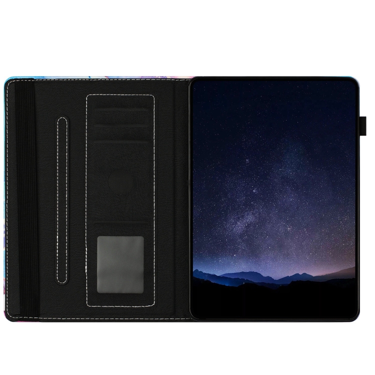 For iPad 10th Gen 10.9 2022 Marble Litchi Leather Smart Tablet Case(Pink Blue)