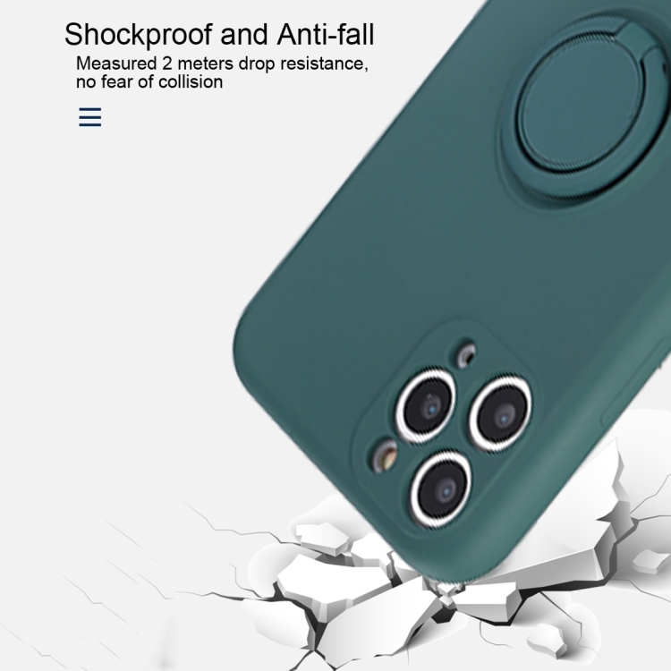 For iPhone XS Max Solid Color Liquid Silicone Shockproof Full Coverage Protective Case with Ring Holder(Orange)