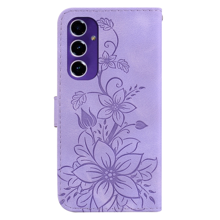 For Samsung Galaxy S24 FE 5G Lily Embossed Leather Phone Case(Purple) For Samsung Galaxy S24 FE 5G Lily Embossed Leather Phone Case(Purple)