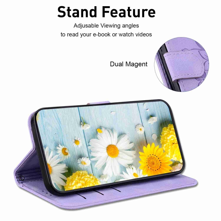 For Samsung Galaxy S24 FE 5G Lily Embossed Leather Phone Case(Purple) For Samsung Galaxy S24 FE 5G Lily Embossed Leather Phone Case(Purple)
