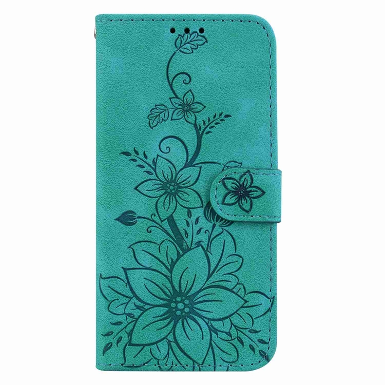 For Samsung Galaxy S25 5G Lily Embossed Leather Phone Case(Green)