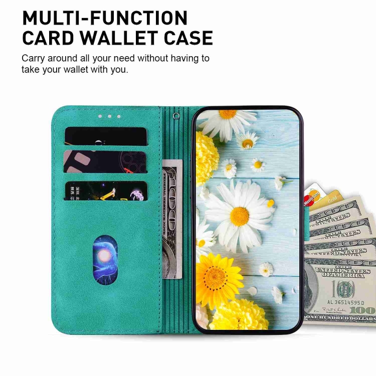 For Samsung Galaxy S25 5G Lily Embossed Leather Phone Case(Green)