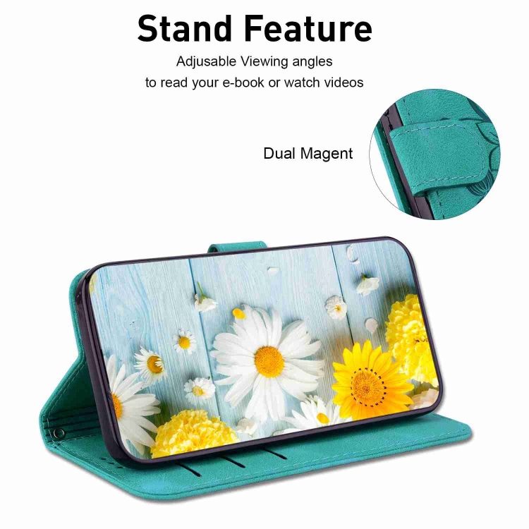 For Samsung Galaxy S25 5G Lily Embossed Leather Phone Case(Green)