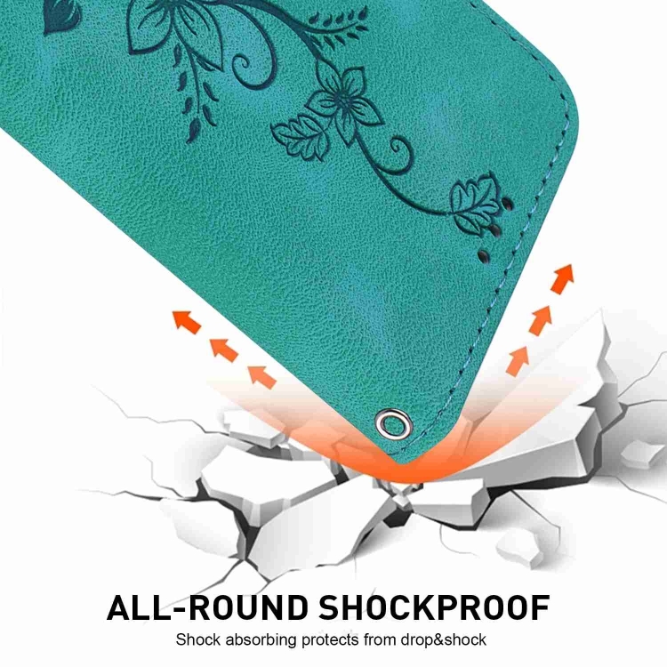 For Samsung Galaxy S25 5G Lily Embossed Leather Phone Case(Green)