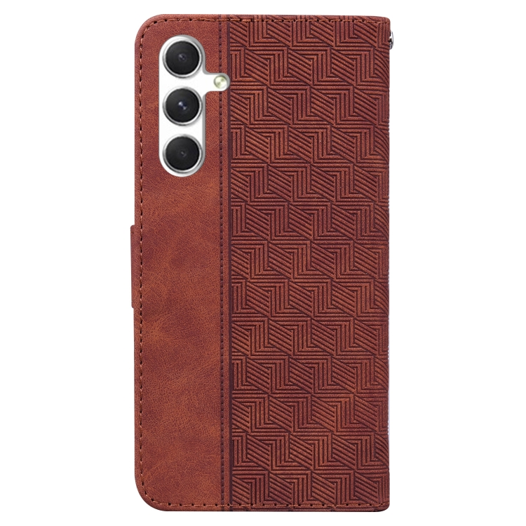 For Samsung Galaxy S25 5G Geometric Embossed Leather Phone Case(Brown) For Samsung Galaxy S25 5G Geometric Embossed Leather Phone Case(Brown)