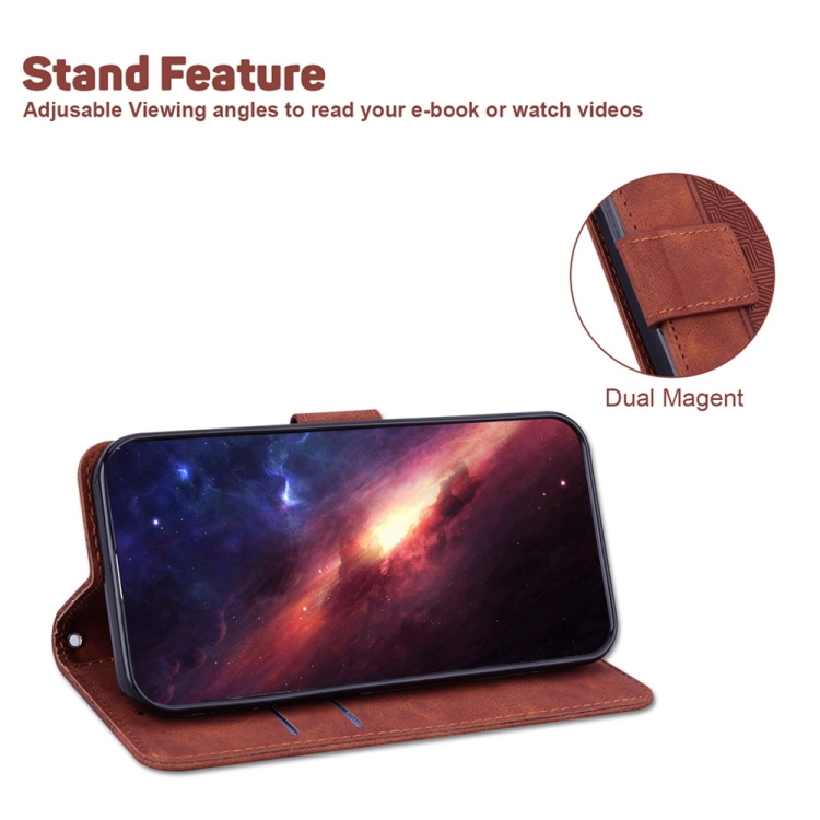 For Samsung Galaxy S25 5G Geometric Embossed Leather Phone Case(Brown) For Samsung Galaxy S25 5G Geometric Embossed Leather Phone Case(Brown)
