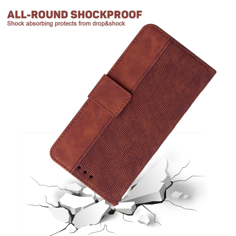For Samsung Galaxy S25 5G Geometric Embossed Leather Phone Case(Brown) For Samsung Galaxy S25 5G Geometric Embossed Leather Phone Case(Brown)