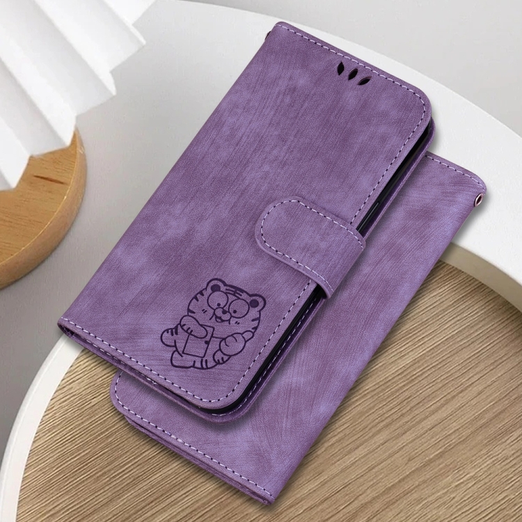 For Samsung Galaxy S25+ 5G Little Tiger Embossed Leather Phone Case(Purple) For Samsung Galaxy S25+ 5G Little Tiger Embossed Leather Phone Case(Purple)
