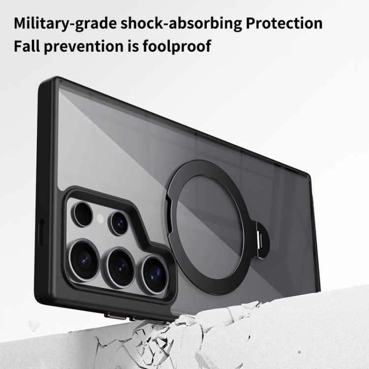 For Samsung Galaxy S24 Ultra 5G Transparent MagSafe Magnetic Rotating Ring Holder Phone Case(White) For Samsung Galaxy S24 Ultra 5G Transparent MagSafe Magnetic Rotating Ring Holder Phone Case(White)