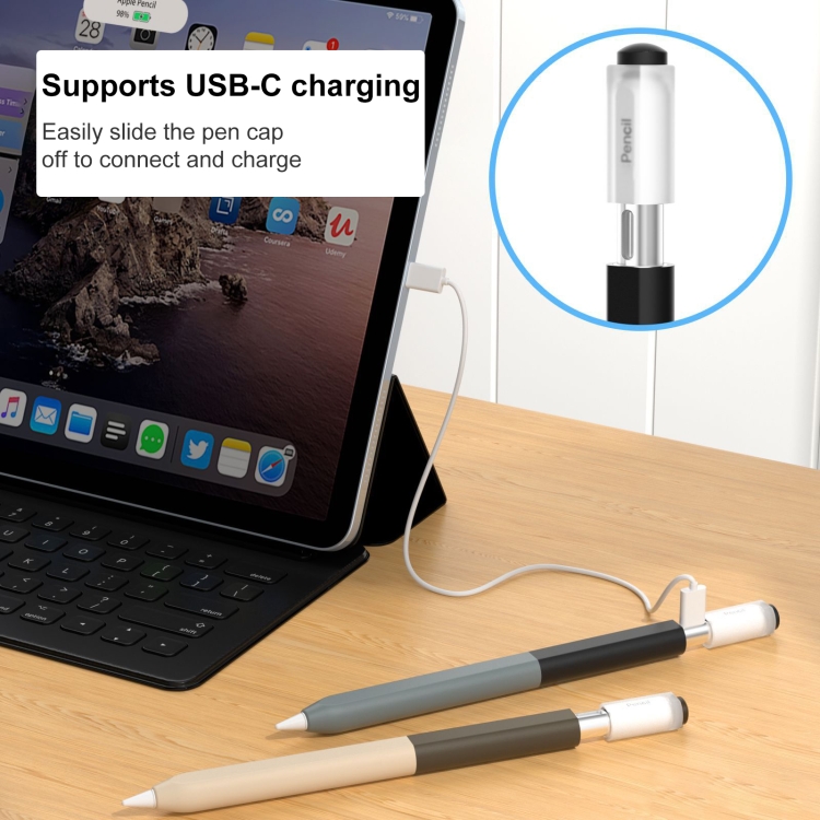 For Apple Pencil USB-C Gradient Silicone Stylus Protective Case(Black) For Apple Pencil USB-C Gradient Silicone Stylus Protective Case(Black)