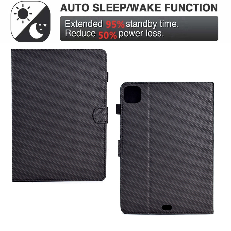 For iPad Air 11 2024 Solid Color Fiber Texture Smart Tablet Leather Case(Black) For iPad Air 11 2024 Solid Color Fiber Texture Smart Tablet Leather Case(Black)