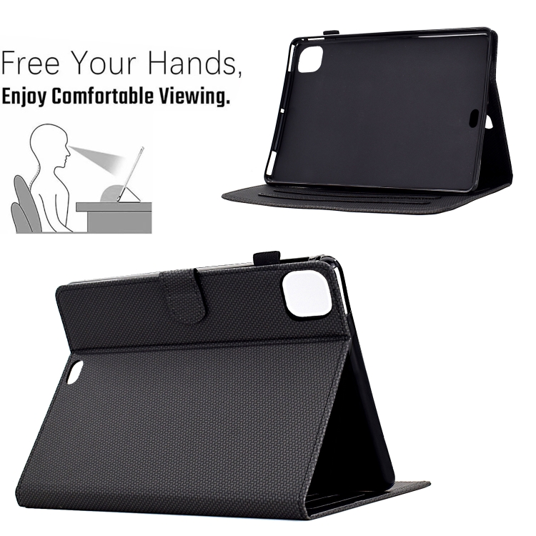 For iPad Air 11 2024 Solid Color Fiber Texture Smart Tablet Leather Case(Black) For iPad Air 11 2024 Solid Color Fiber Texture Smart Tablet Leather Case(Black)