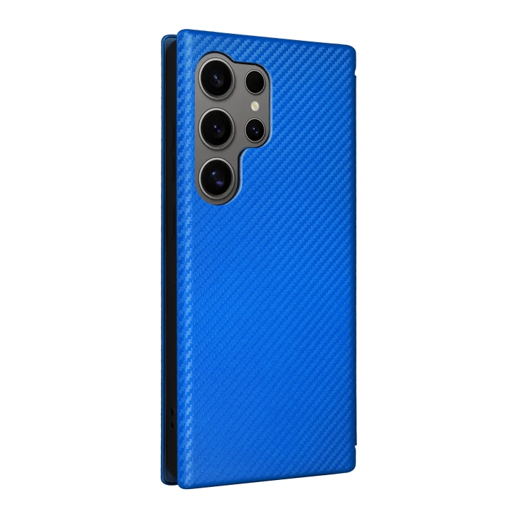For Samsung Galaxy S25 Ultra 5G Carbon Fiber Texture Flip Leather Phone Case(Blue) For Samsung Galaxy S25 Ultra 5G Carbon Fiber Texture Flip Leather Phone Case(Blue)