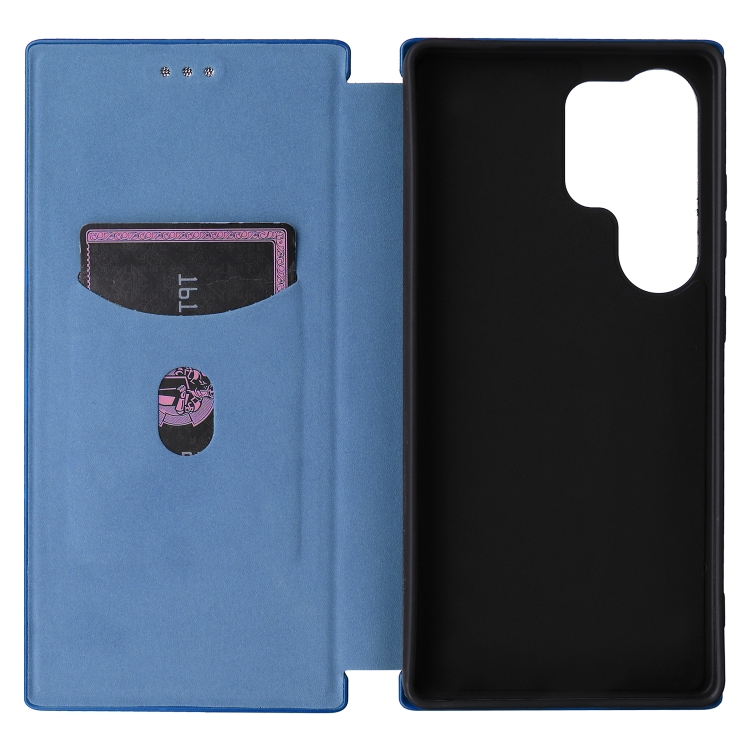 For Samsung Galaxy S25 Ultra 5G Carbon Fiber Texture Flip Leather Phone Case(Blue) For Samsung Galaxy S25 Ultra 5G Carbon Fiber Texture Flip Leather Phone Case(Blue)