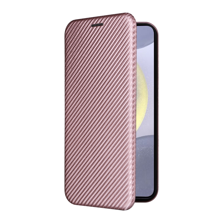 For Samsung Galaxy S25 5G Carbon Fiber Texture Flip Leather Phone Case(Pink) For Samsung Galaxy S25 5G Carbon Fiber Texture Flip Leather Phone Case(Pink)