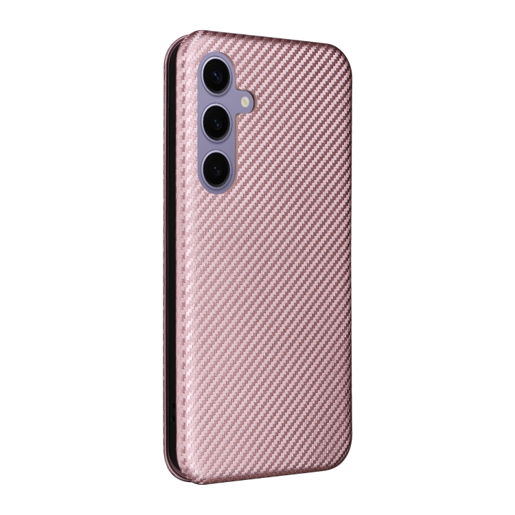 For Samsung Galaxy S25 5G Carbon Fiber Texture Flip Leather Phone Case(Pink) For Samsung Galaxy S25 5G Carbon Fiber Texture Flip Leather Phone Case(Pink)